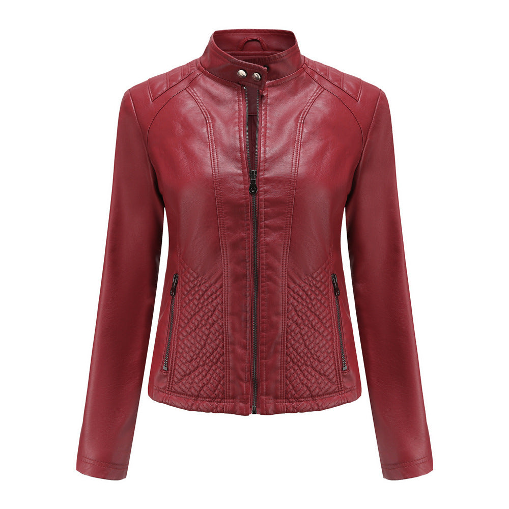 Women's Vegan Leather Moto Racer Jacket | Slim Fit