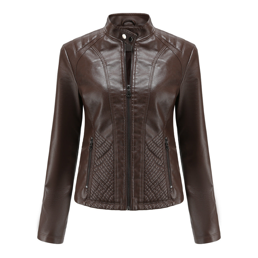 Women's Vegan Leather Moto Racer Jacket | Slim Fit