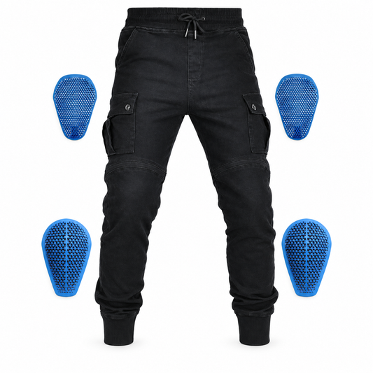 Men’s Motorcycle Kevlar K‑6 Casual Cargo Riding Trousers – product black – Black