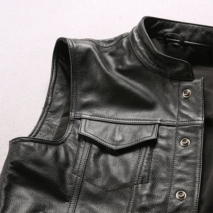 Men's Riding Cowhide Leather Vest
