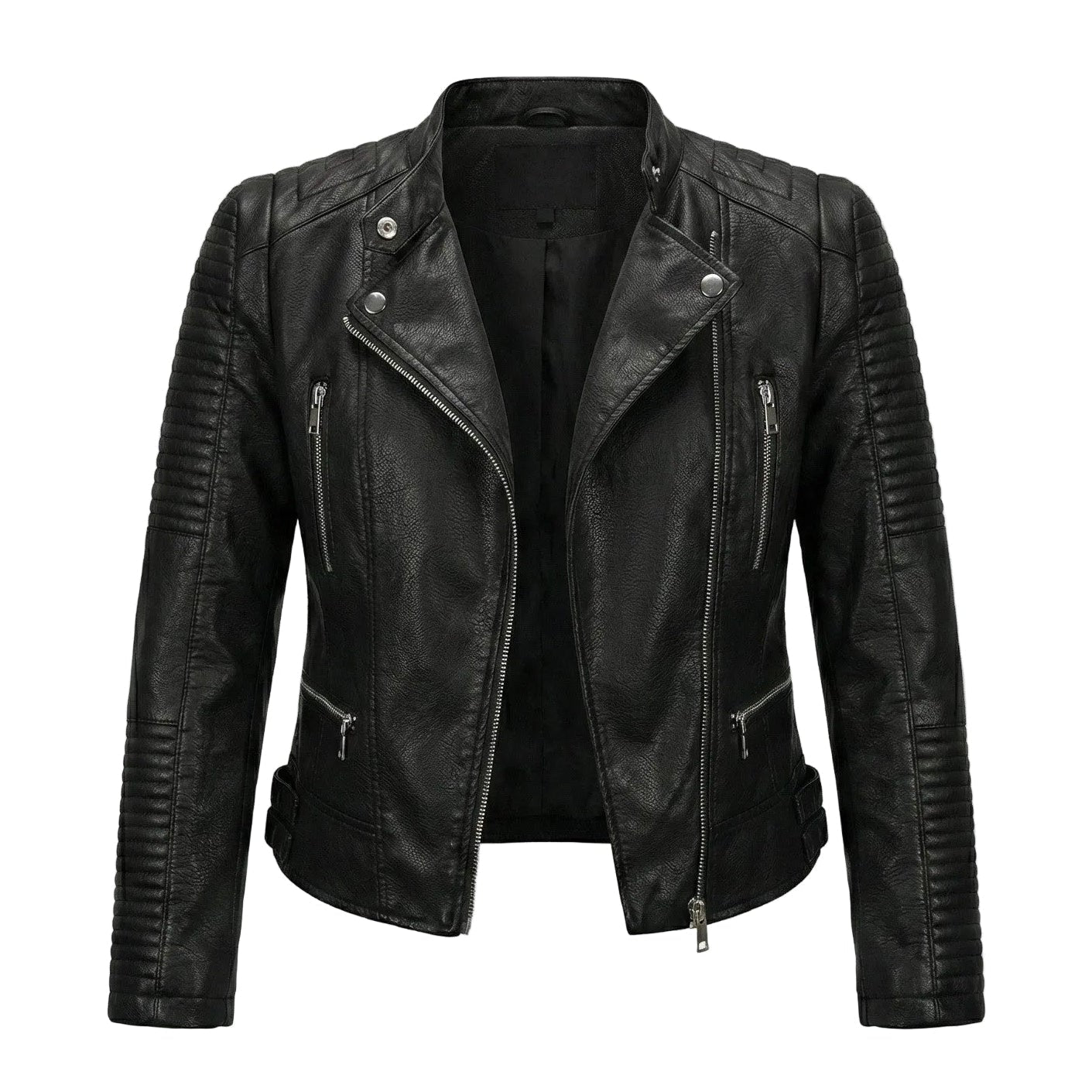 Large Collar Fashion Women Leather Jacket