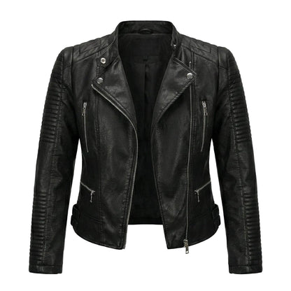 Large Collar Fashion Women Leather Jacket