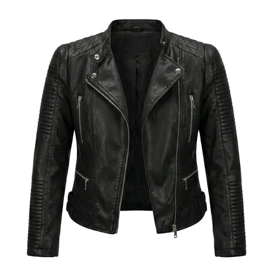 Large Collar Fashion Women Leather Jacket