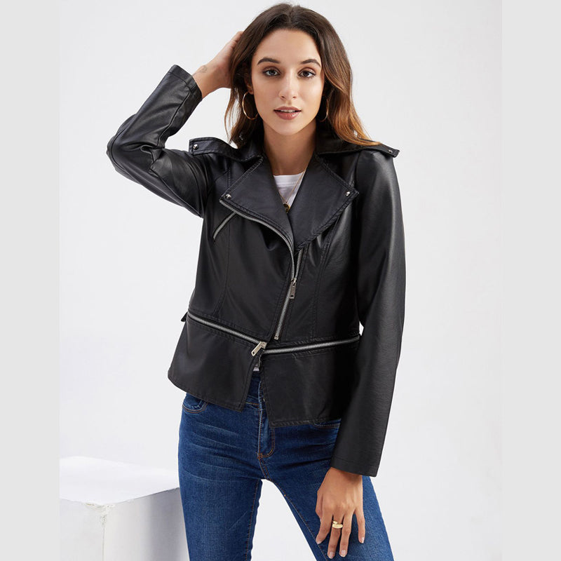 Detachable Hem Leather Jacket