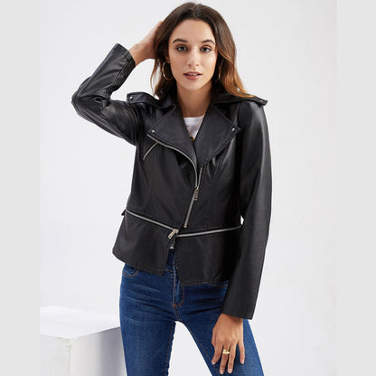 Detachable Hem Leather Jacket