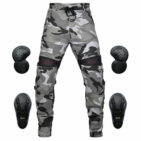 Men’s Summer Camo Moto Jeans with Mesh Panels – product grey camo – Grey Camo