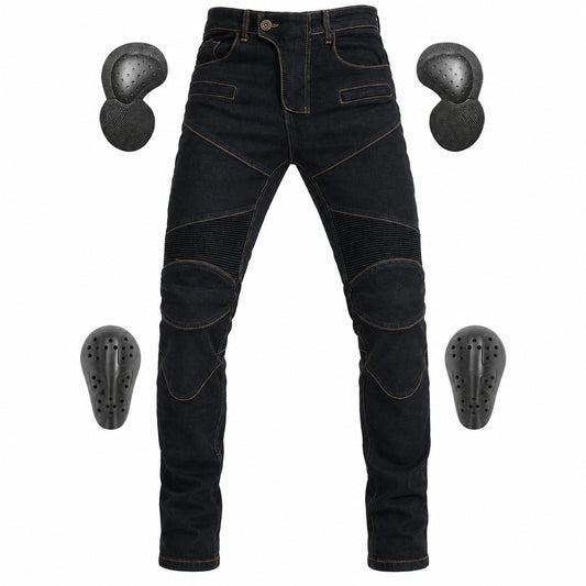 Motorcycle Riding PK718 Jeans With Protection Gear - Black – product black view