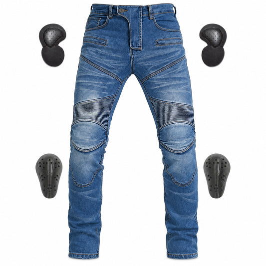 Motorcycle Riding PK718 Jeans With Protection Gear - Blue – product blue view