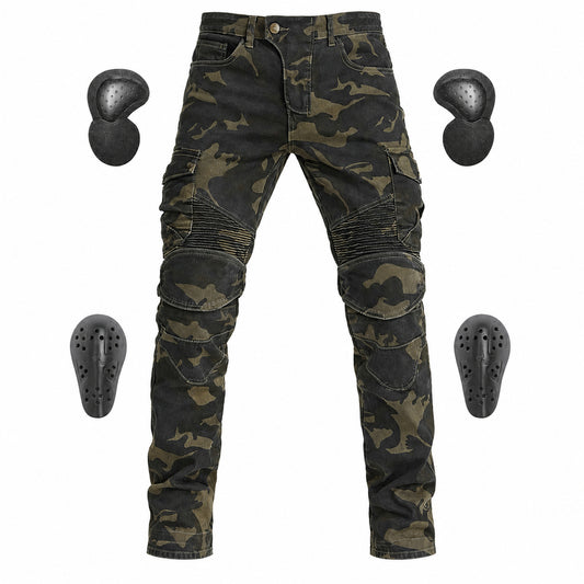 Motorcycle Racing Denim LB1 Trousers with Protective Pads – Camo – product camo view