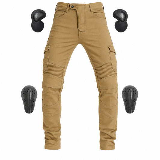 Motorcycle Racing Denim LB1 Trousers with Protective Pads – Khaki – product khaki view