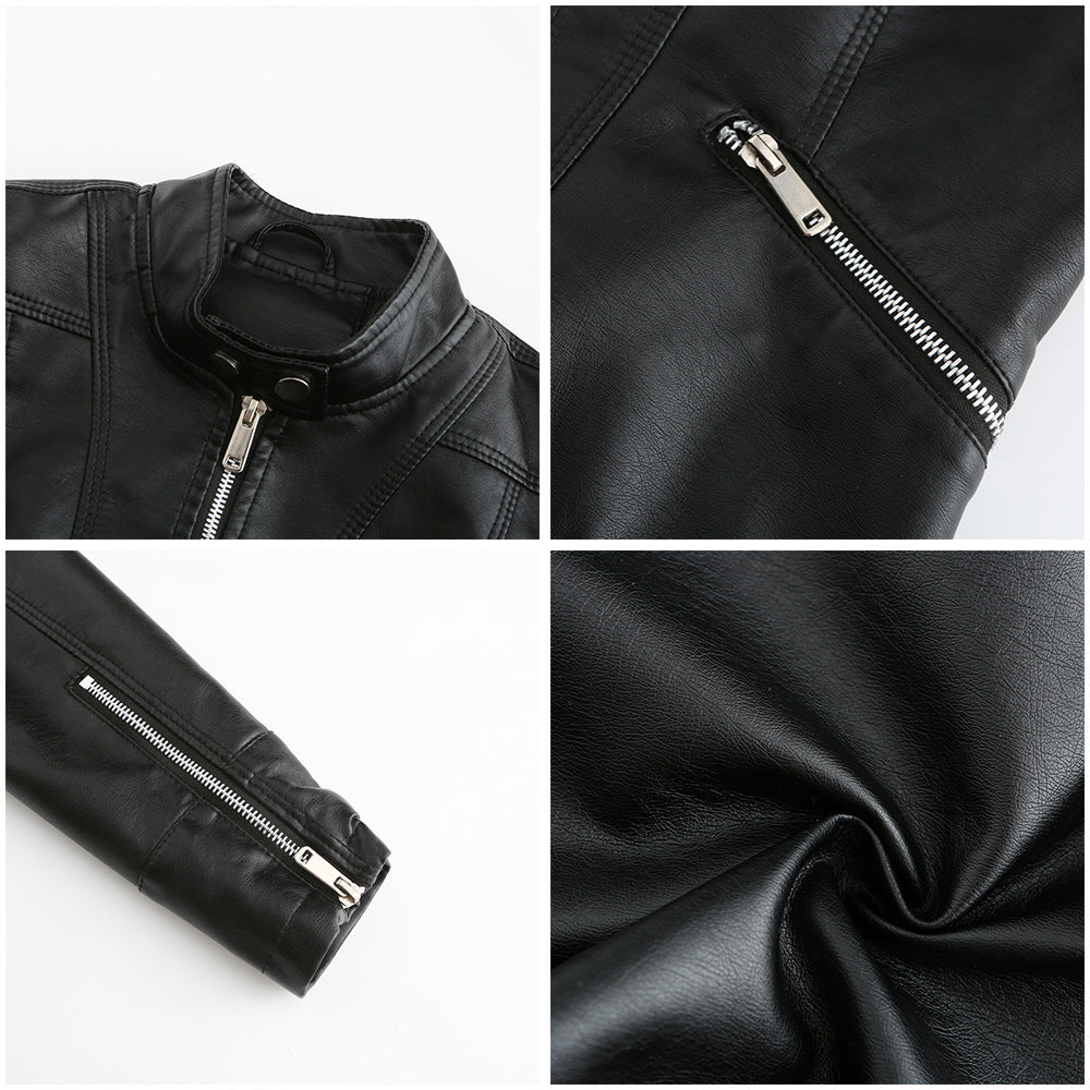Women's Cropped Faux Leather Moto Jacket