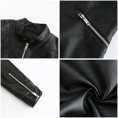 Women's Cropped Faux Leather Moto Jacket