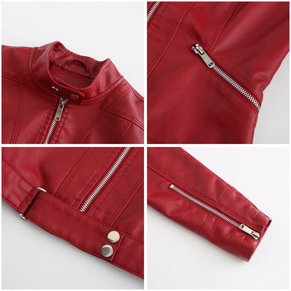 Women's Cropped Faux Leather Moto Jacket