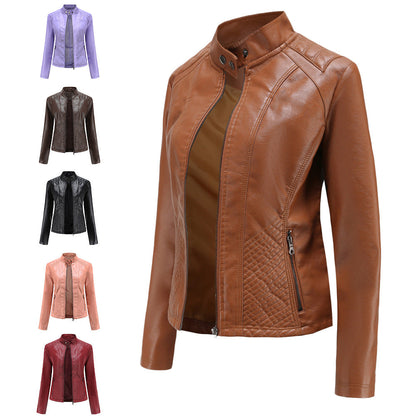 Women's Vegan Leather Moto Racer Jacket | Slim Fit